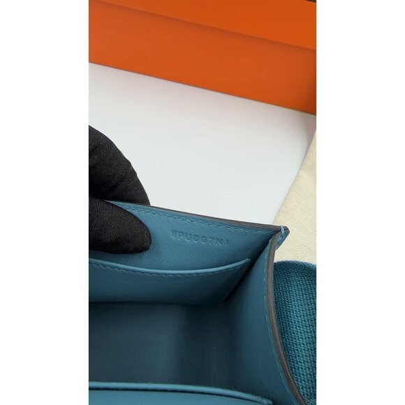 Hermès Geta Chevre Mysore Leather Gold Finish Hardware Bag Blue Jean - Picture 11 of 14